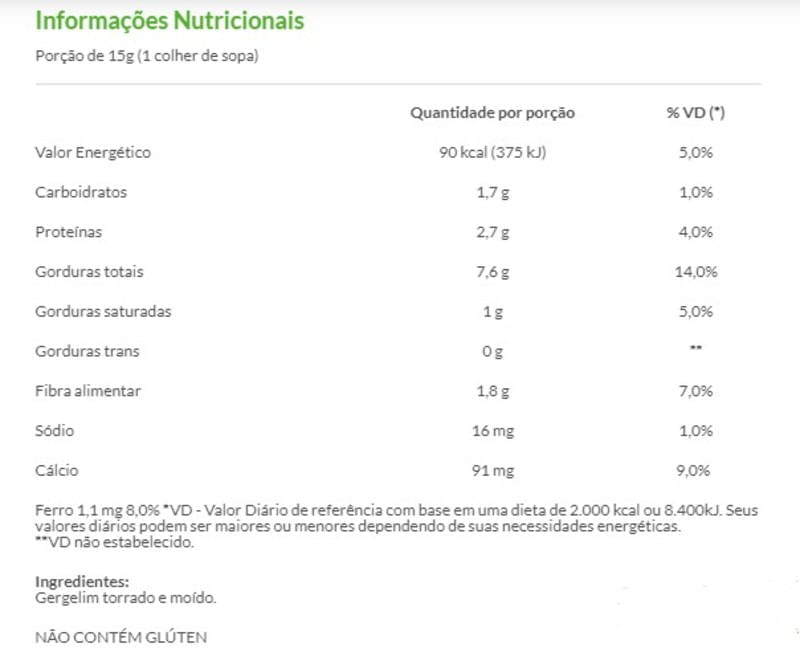 Informações nutricionais