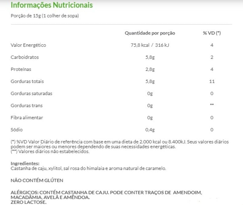 Informações nutricionais