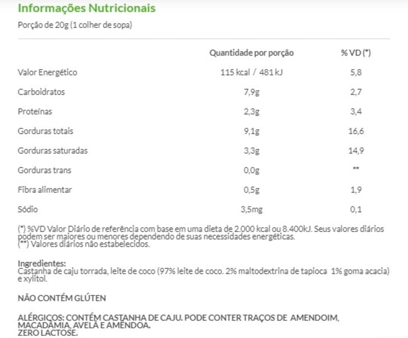 Informações nutricionais