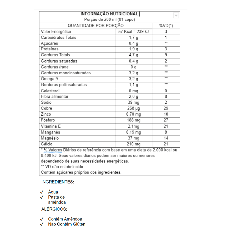 Informações nutricionais