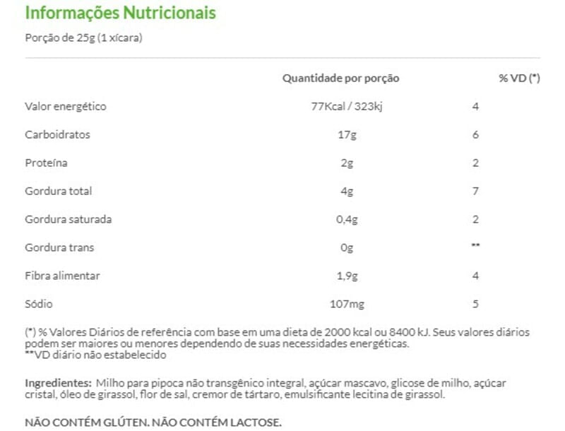 Informações nutricionais