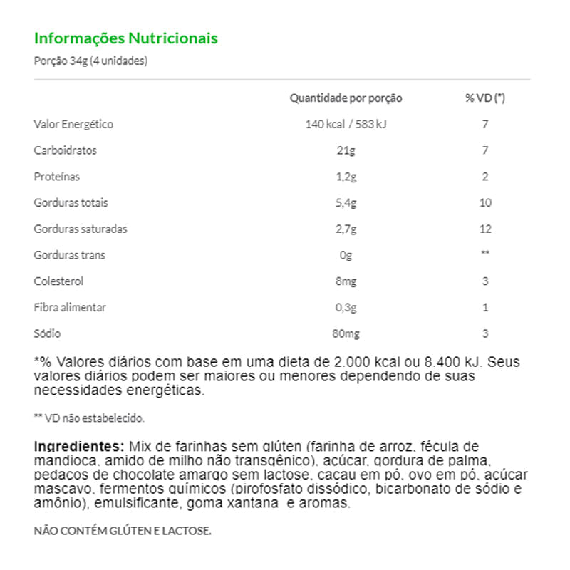 Informações nutricionais