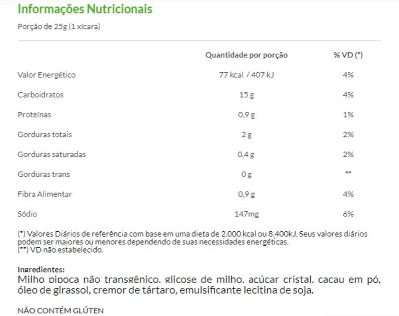 Informações nutricionais