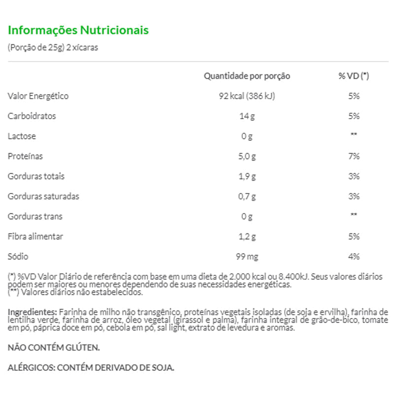 Informações nutricionais