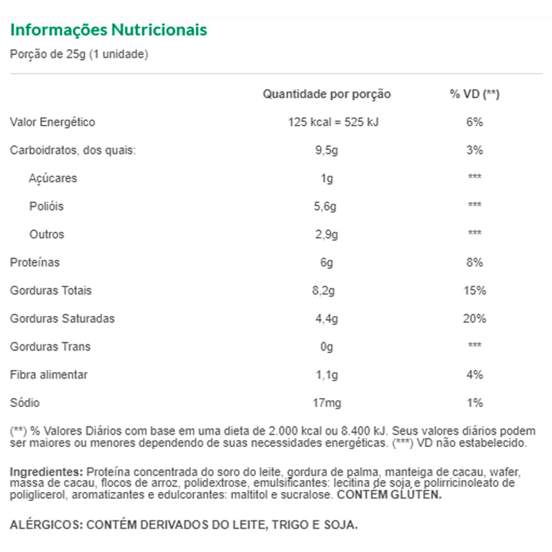 Informações nutricionais