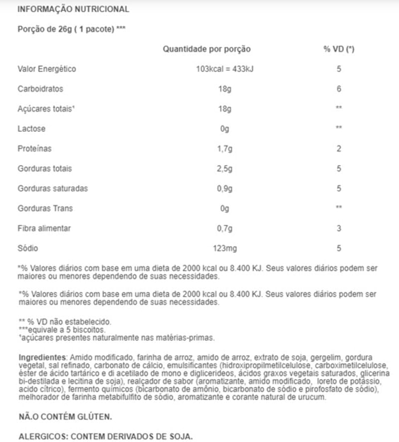 Informações nutricionais