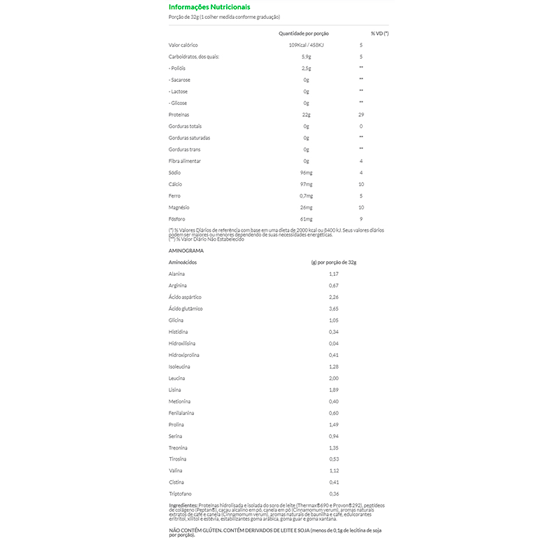 Informações nutricionais