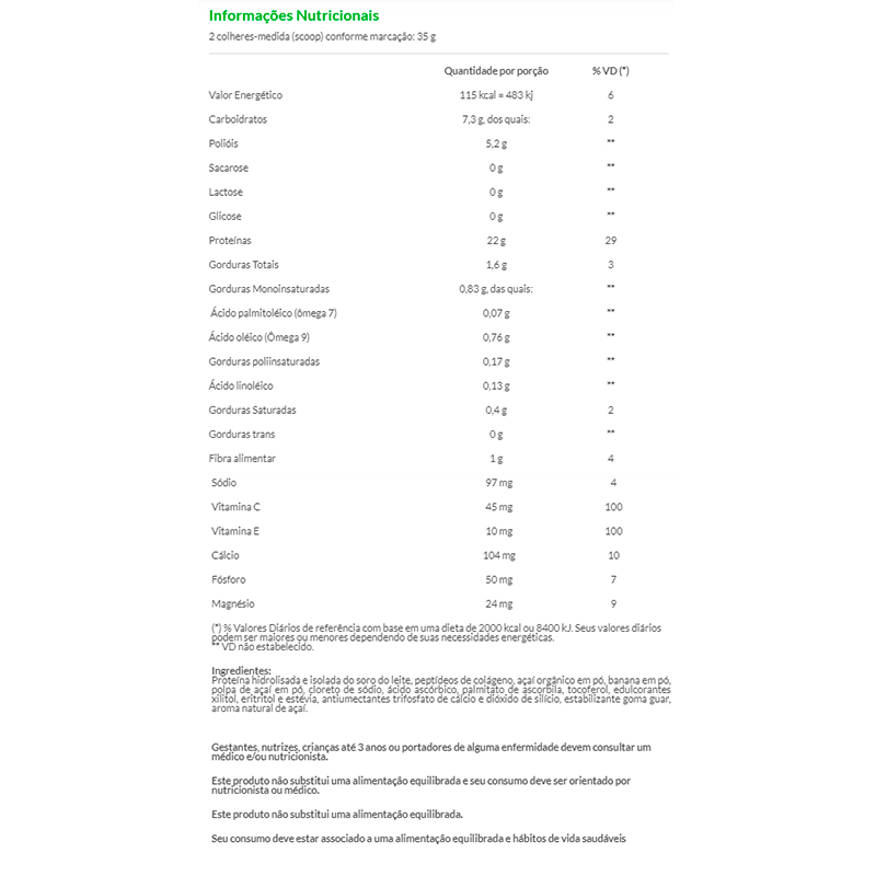 Informações nutricionais