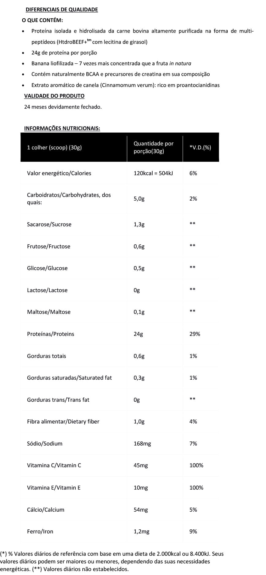 Informações nutricionais