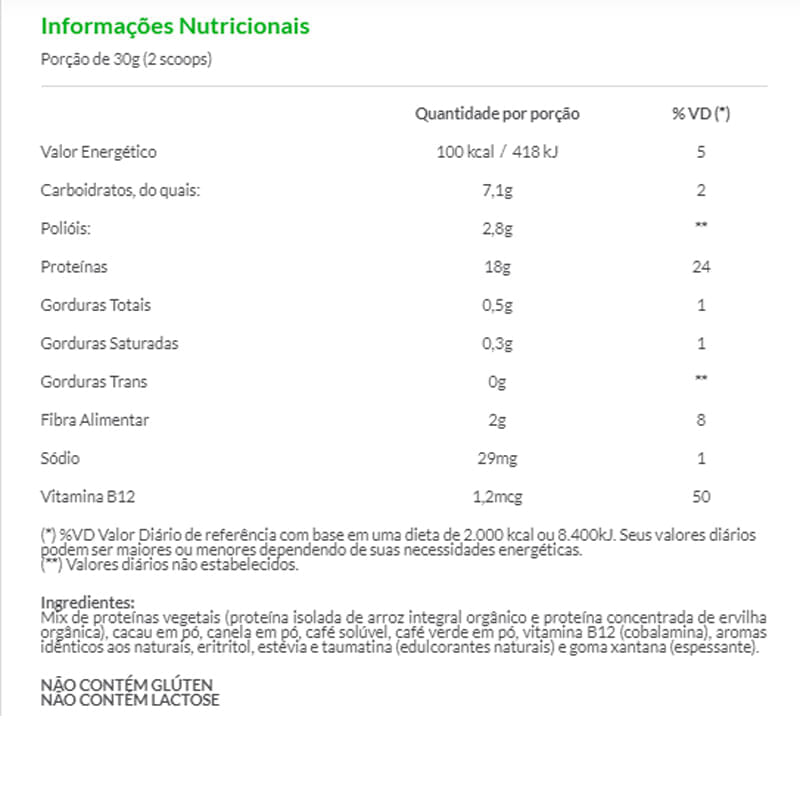 Informações nutricionais