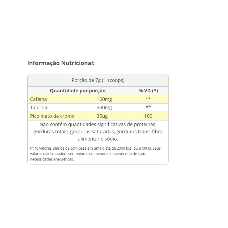 Informações nutricionais