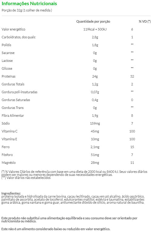 Informações nutricionais