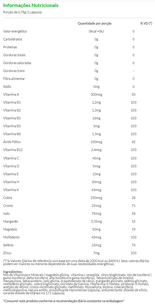 Informações nutricionais