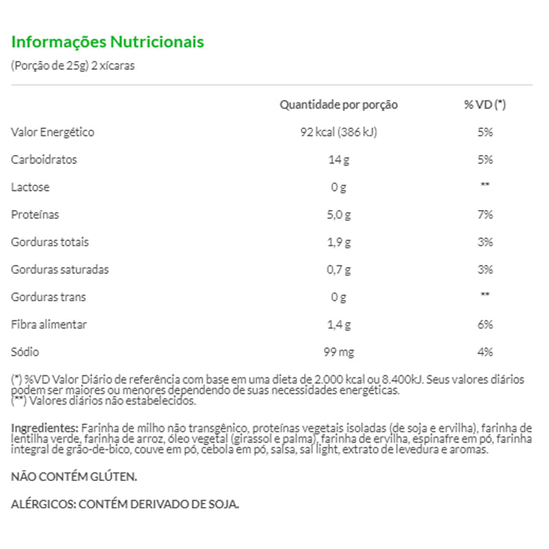 Informações nutricionais