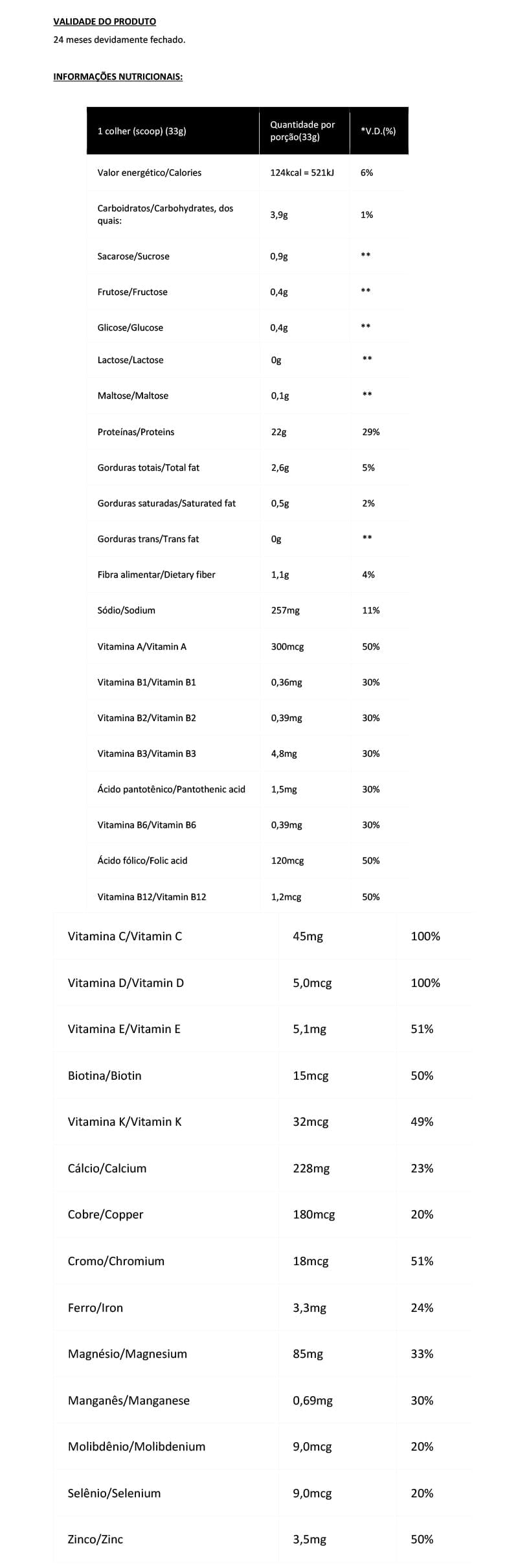 Informações nutricionais