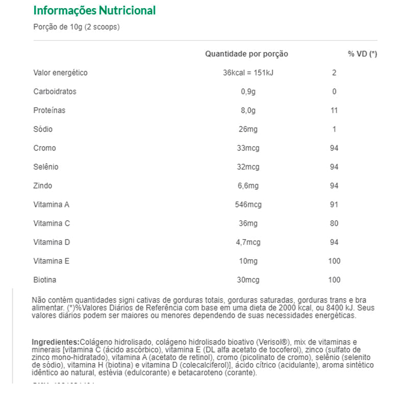 Informações nutricionais