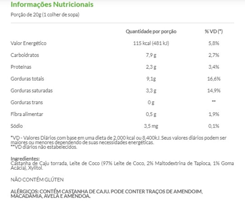 Informações nutricionais