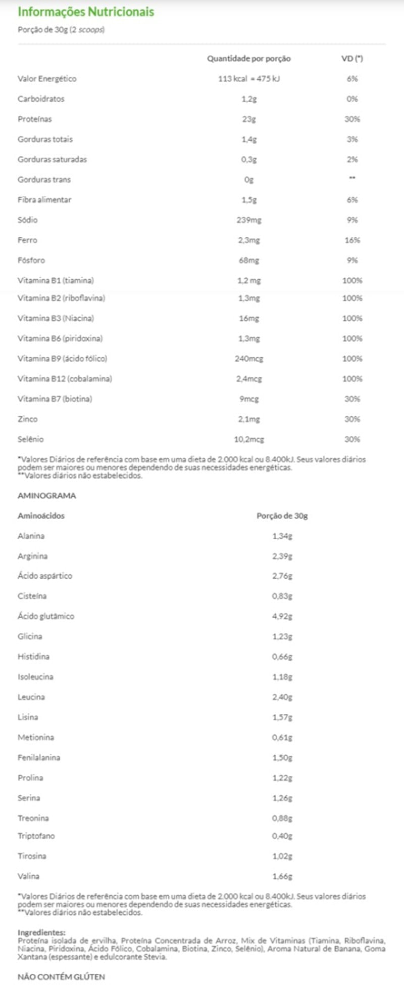 Informações nutricionais