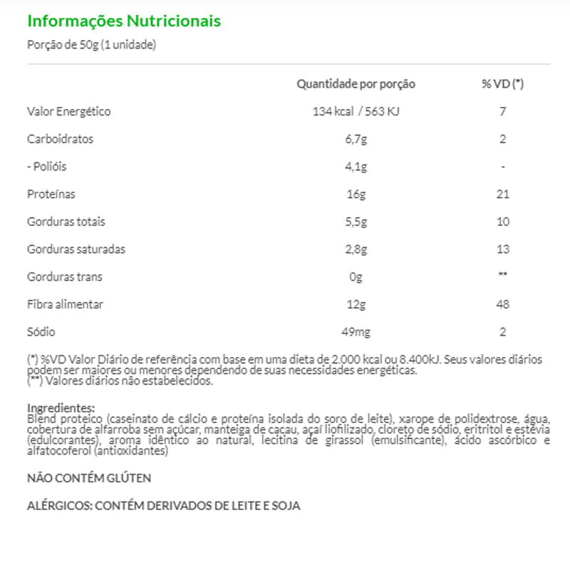 Informações nutricionais