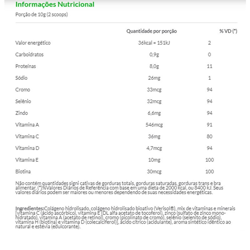 Informações nutricionais