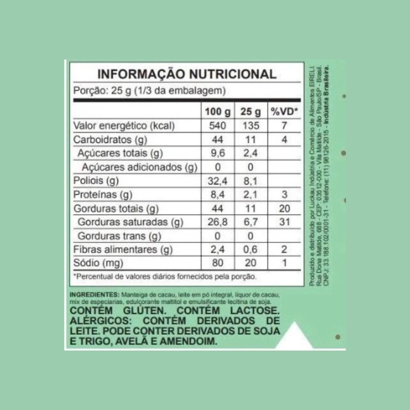 Informações nutricionais