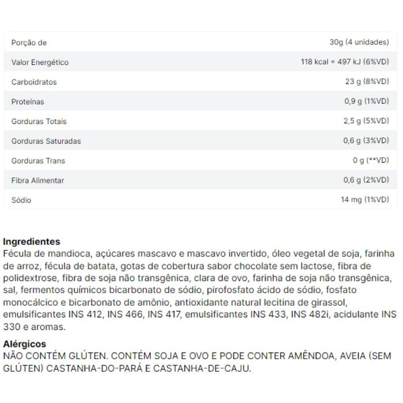 Informações nutricionais