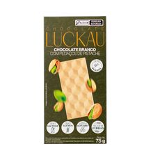 Barra Choco Branco Zero Poliol com Pedaços de Pistache Luckau 75g