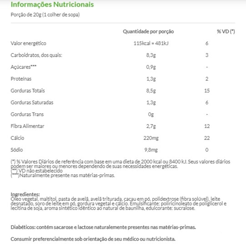 Informações nutricionais