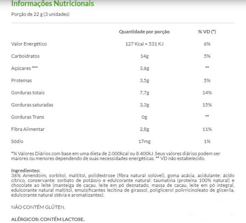 Informações nutricionais