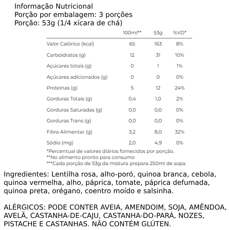 Informações nutricionais