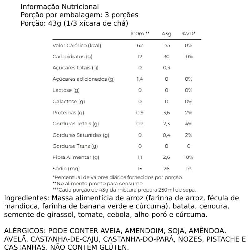 Informações nutricionais