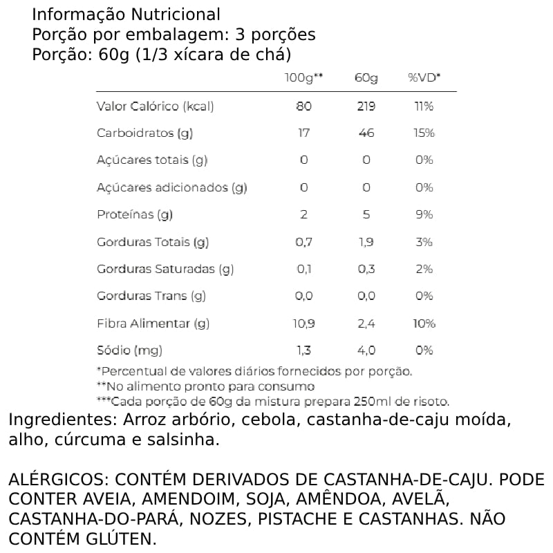 Informações nutricionais