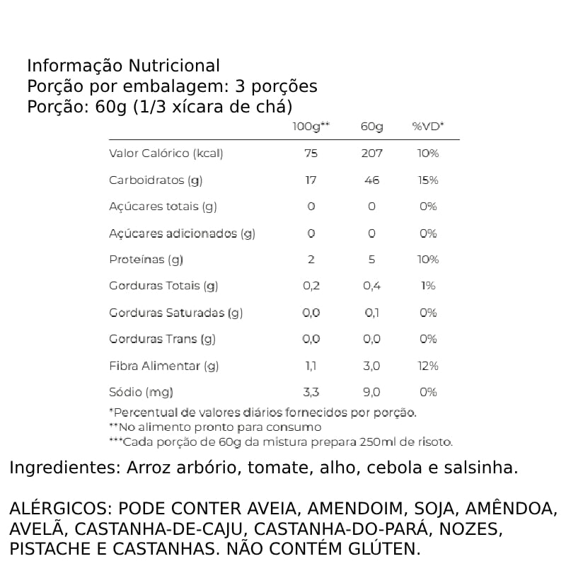 Informações nutricionais