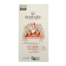 Chocolate Ao Leite De Coco Zero Adição De Açúcar 72% Cacau Warabu 70g