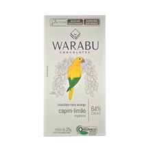 Chocolate Meio Amargo Capim Limão 64% Cacau Warabu 25g