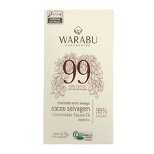 Chocolate Extra Amargo Cacau Selvagem Comunidade Tauaré 99% Cacau Warabu 70g