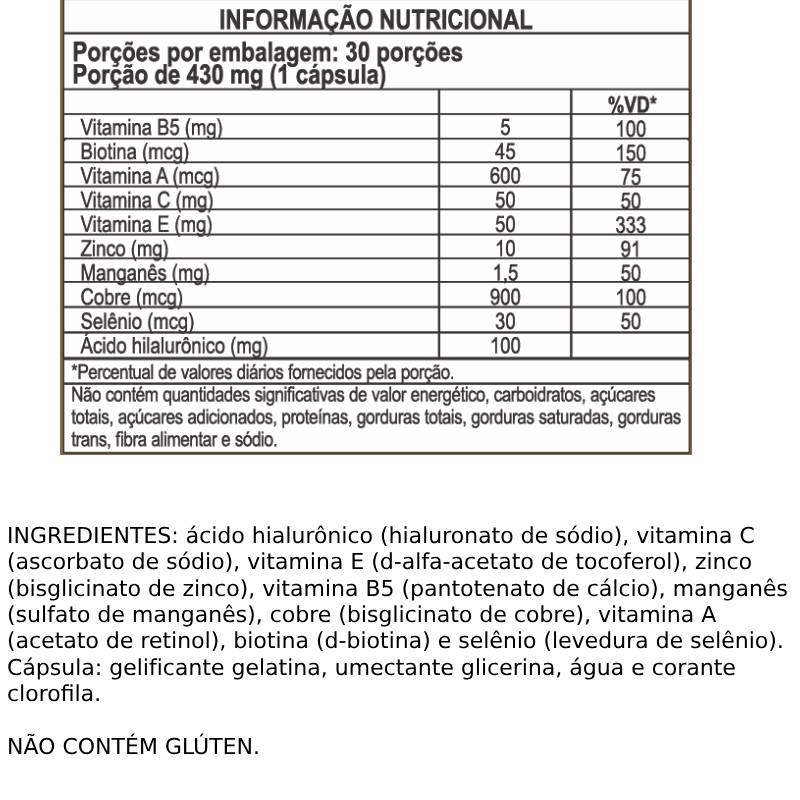 Informações nutricionais