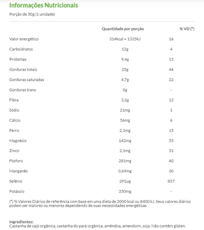 Informações nutricionais