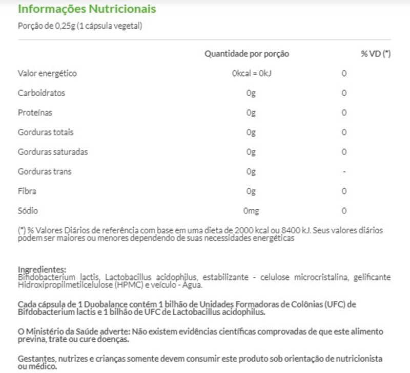 Informações nutricionais