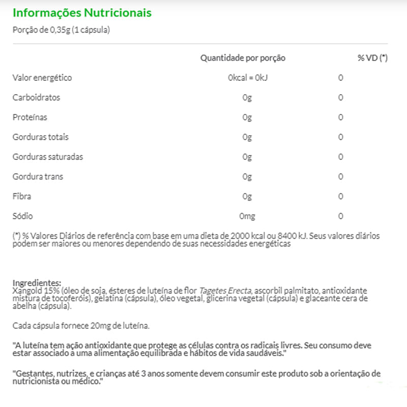 Informações nutricionais