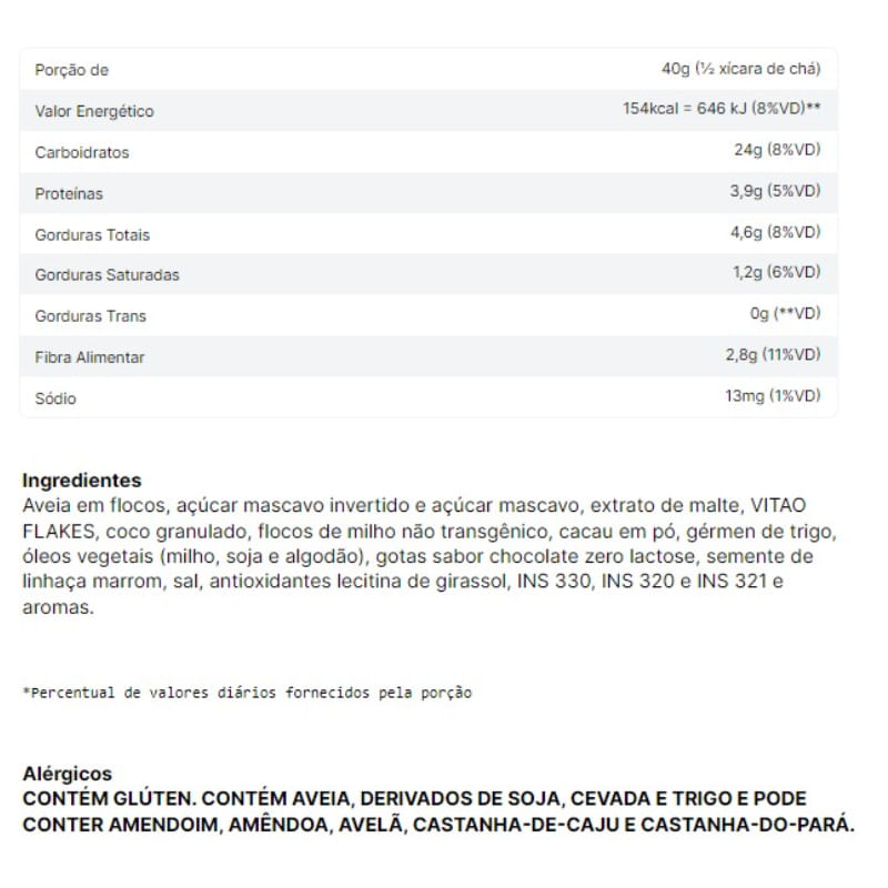 Informações nutricionais