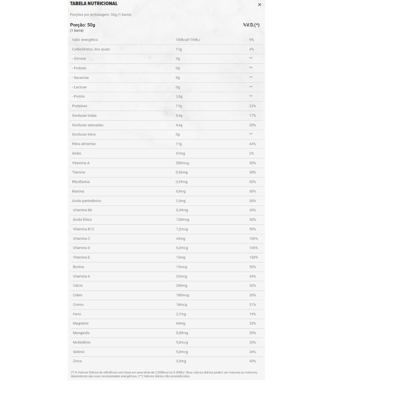 Informações nutricionais