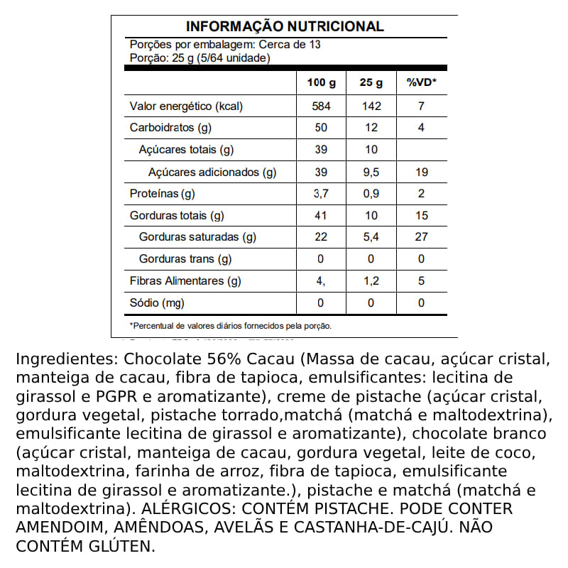 Informações nutricionais