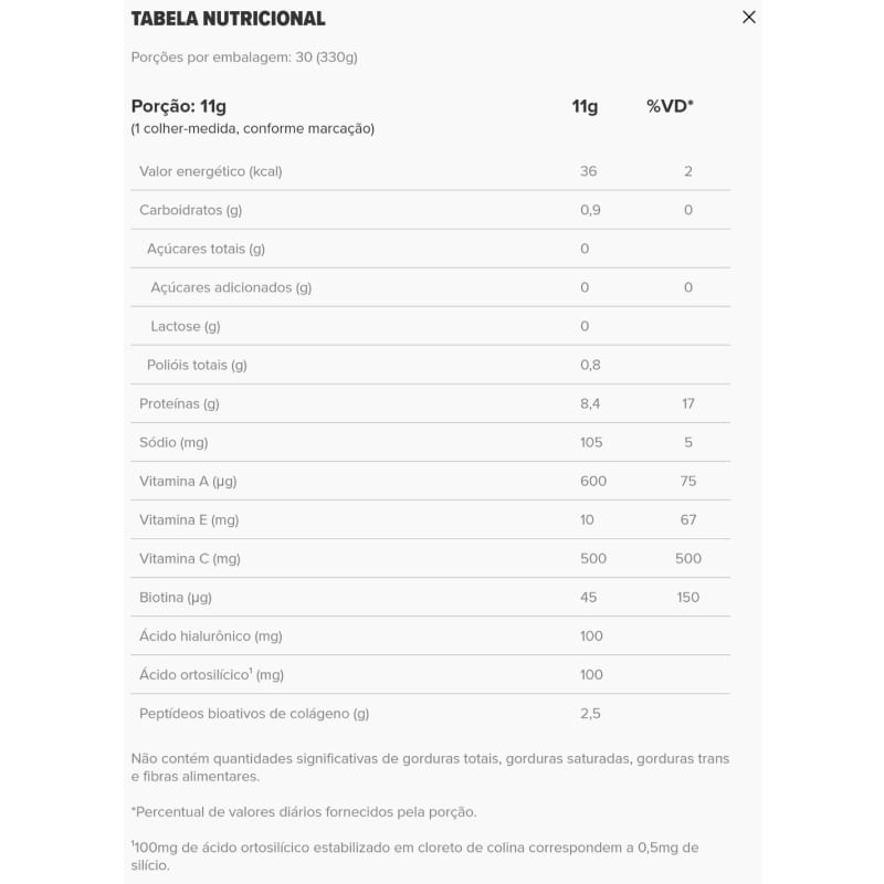 Informações nutricionais