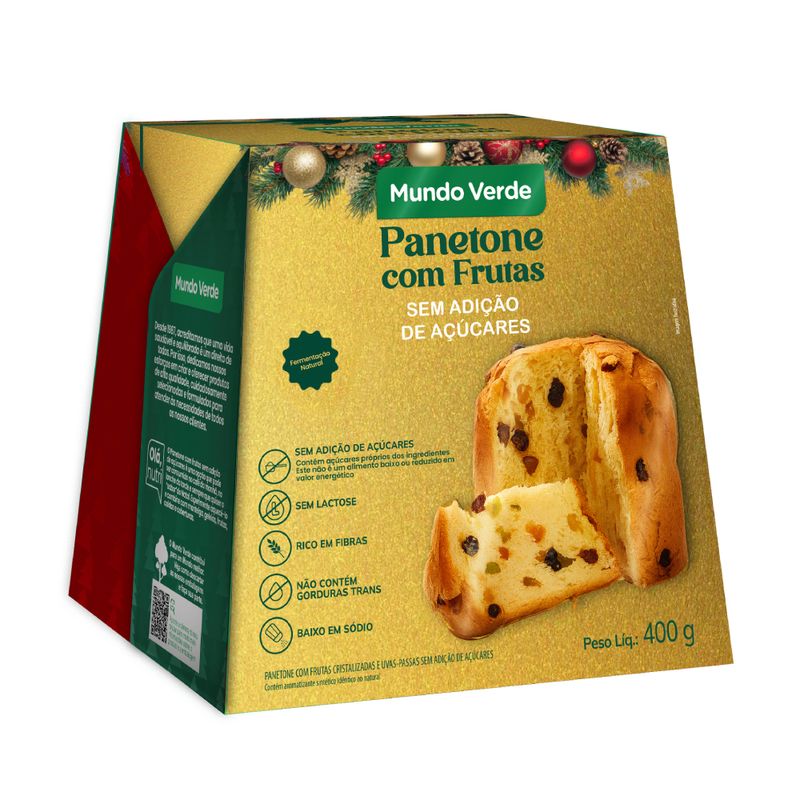 Panetone com Frutas Sem Adição de Açúcares Mundo Verde 400g-1762261423636